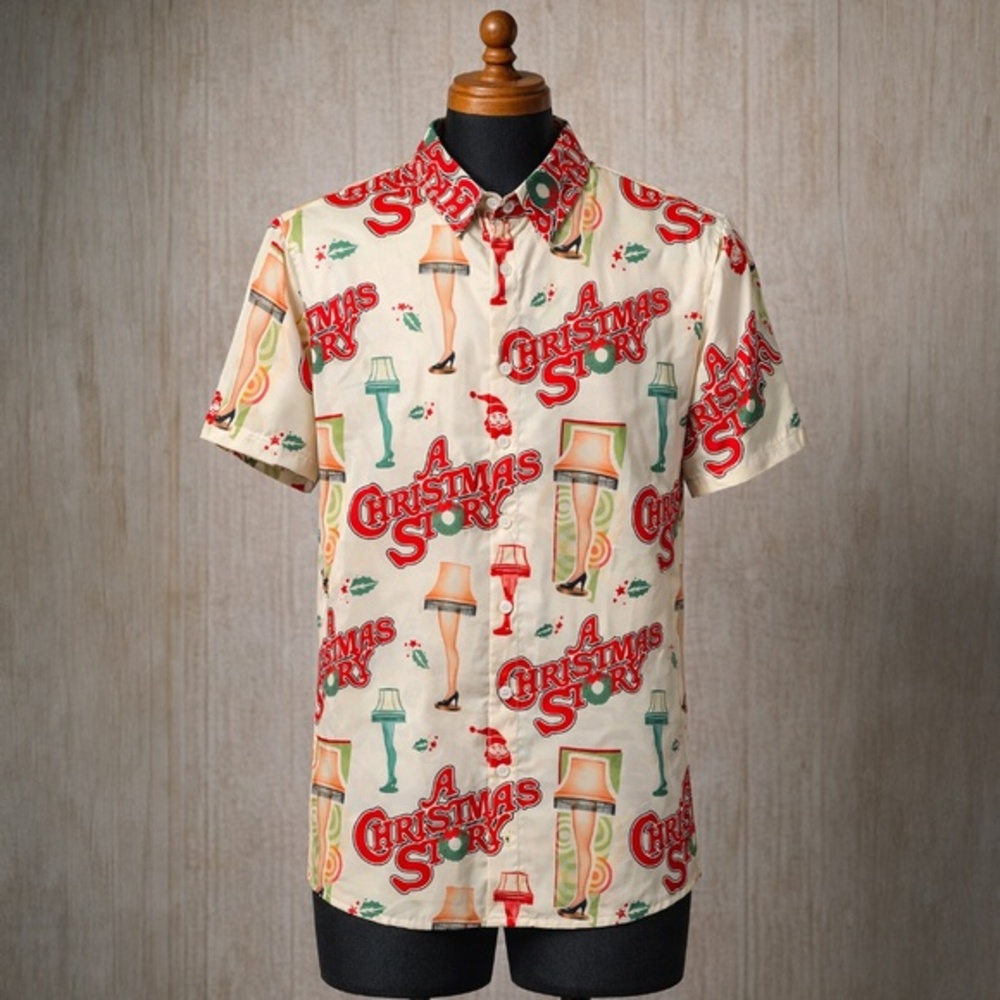 A Christmas Story Men’s Leg Lamp Button Down Shirt XL